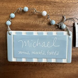 Department 56 Sandra Magsamen Boy Name Tag Ornament Decor Ceramic Plaque MICHAEL